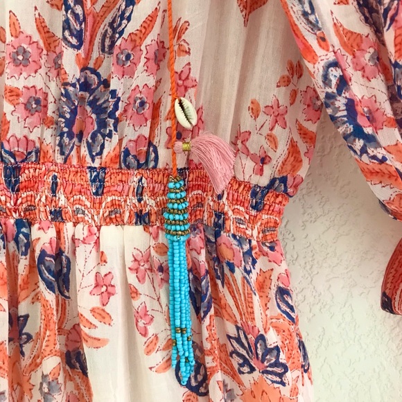 BELL BY ALICIA BELL Lyla Midi Dress Pink Coral Floral - Picture 5 of 14